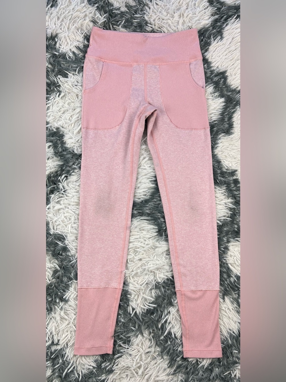 Athleta Girl Pink High Rise Leggings Ribbed Panel Size Large 12